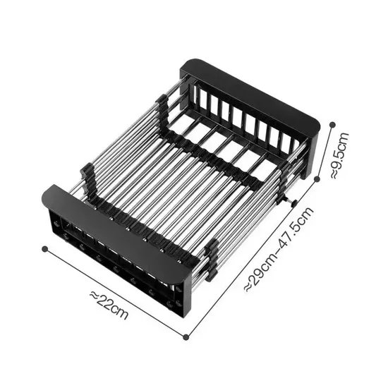 Égouttoir à vaisselle réglable en acier inoxydable, organiseur de cuisine, panier de vidange pour vaisselle et assiettes