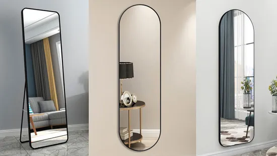 Miroir mural décoratif pour salle de bain avec cadre en aluminium et métal
